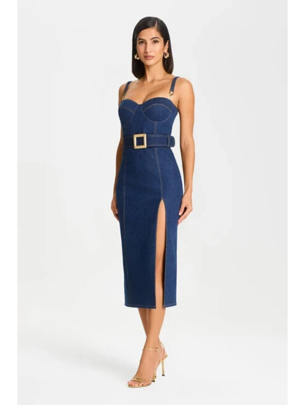 NEW, Nadine Merabi Jenna Denim Dress in Blue Sz S US 4 #MD2600